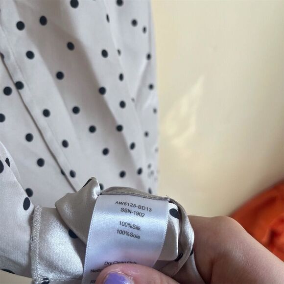 ATM Women's Polka Dot Silk Cami Top Strappy Sleeveless Blouse Size Small - Picture 6 of 6